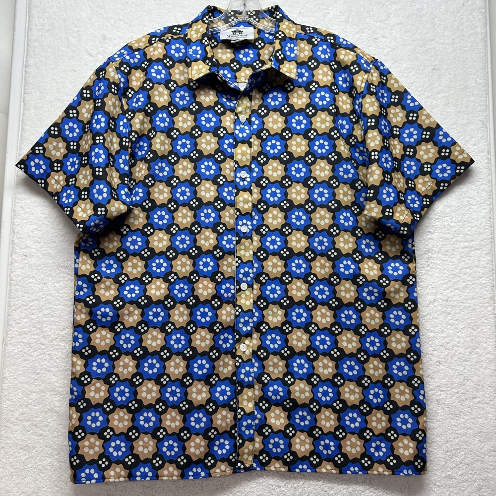 Graceland Mens Size XL Blue Short Sleeve Hawaiian Button Up Shirt (T1)